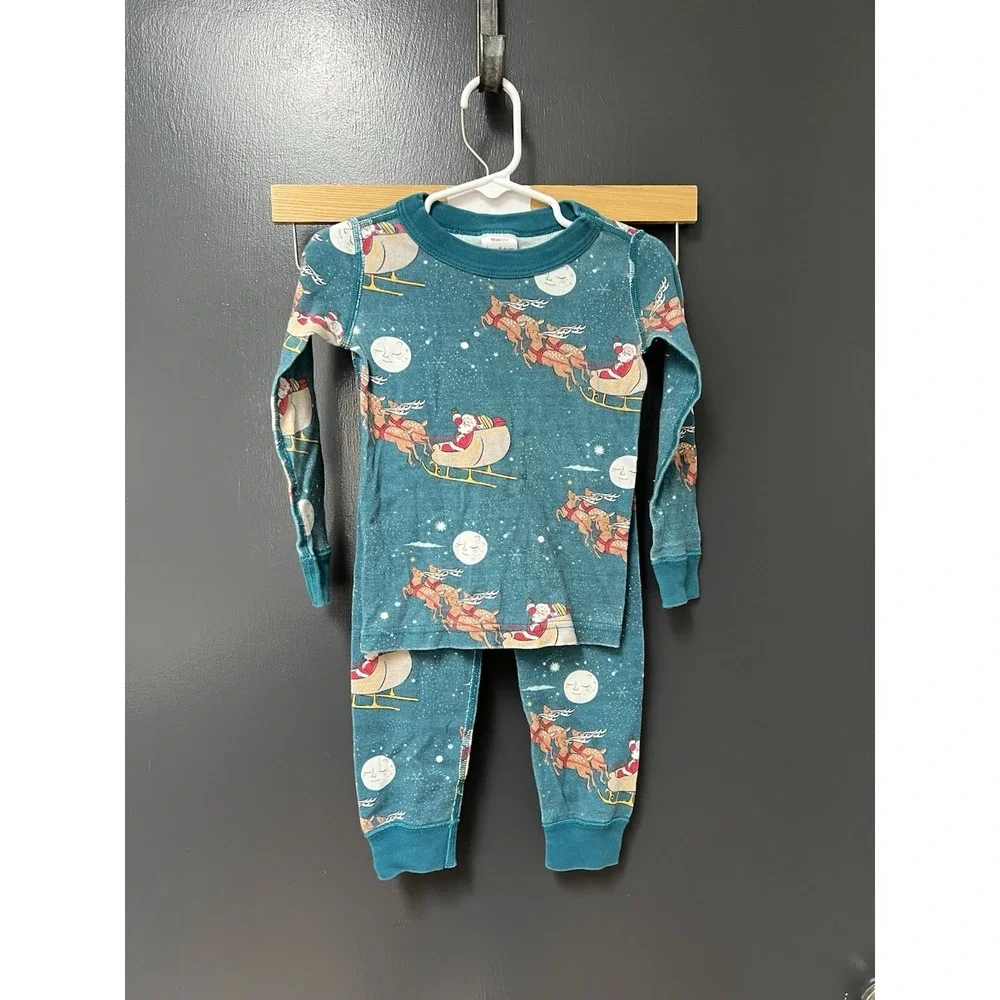 Hanna Andersson Sleigh Ride Pajama Set Christmas Organic Cotton Santa Sz 3